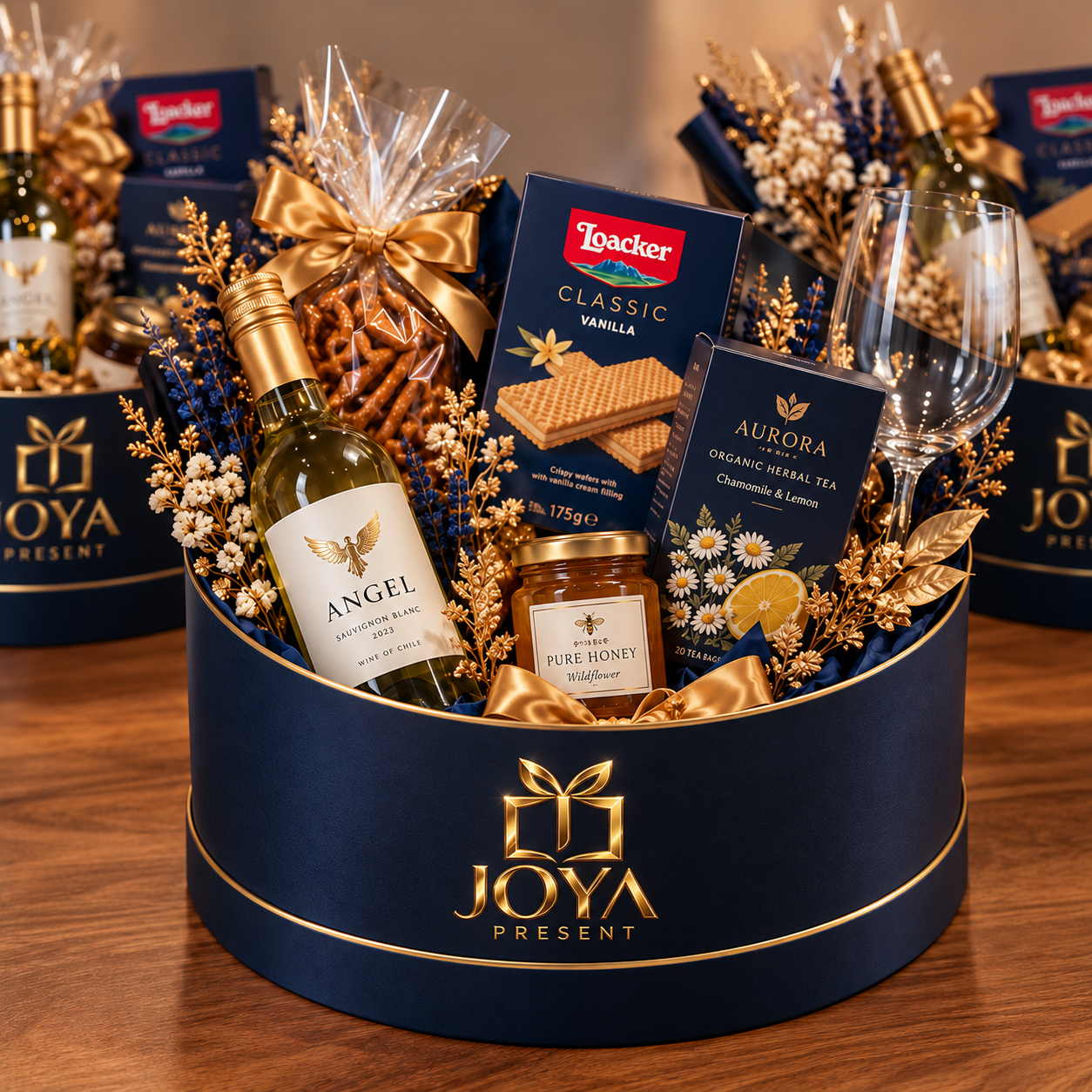 Кръгла тъмносиня подаръчна кутия JOYA Essential